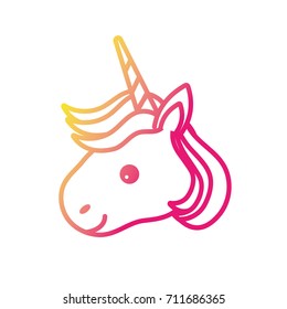 silhouette cute unicorn head with horn and hairstyle