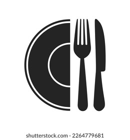 Silhouette of cutlery. fork, knife, spoon. Logotype menu. Vector illustration.