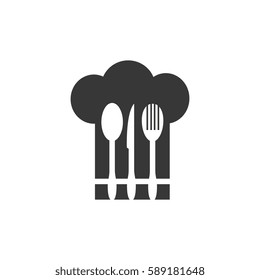 silhouette cutlery set in chef hat
