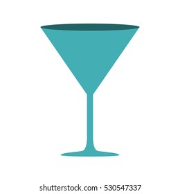 silhouette cyan color with drink cocktail glass