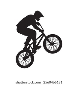 Silhouette cycle vector on white background