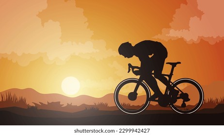 Silhouette of the cycling a bicycle Vector illustration, world bicycle day.	
