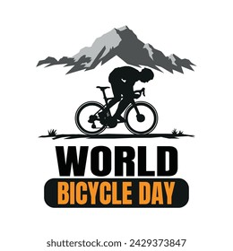 Silhouette of the cycling a bicycle Vector illustration, world bicycle day.