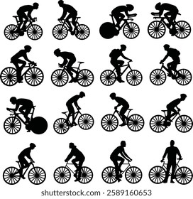 Silhouette Cyclist Biker Set Bundle