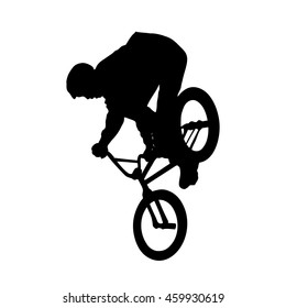 Silhouette of cyclist isolated on white. Vector 