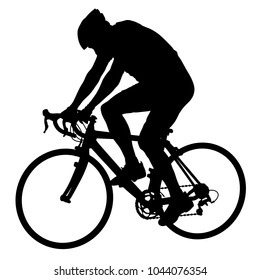 Silhouette of a cyclist male on white background