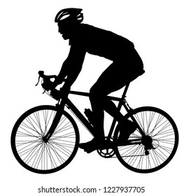 Silhouette of a cyclist male on white background