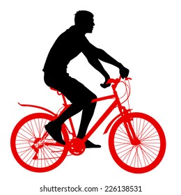Silhouette of a cyclist male.  vector illustration.