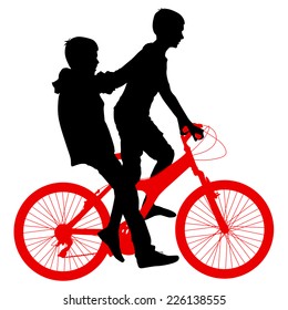 Silhouette of a cyclist male.  vector illustration.