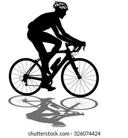Silhouette of a cyclist male.  vector illustration.