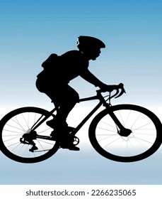 Silhouette of a cyclist on a background. 
