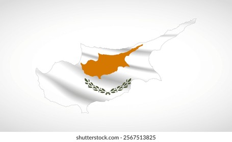 Silhouette of Cyprus map filled with the Cypriot flag design, symbolizing national pride, cultural heritage, and geographic identity.  
