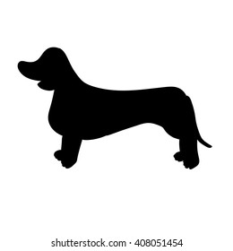 Silhouette of dachshund isolated on white background. Vector illustration. Eps 10.