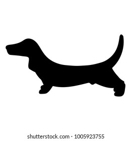 Silhouette of a dachshund on a white background. Flat design, vector.