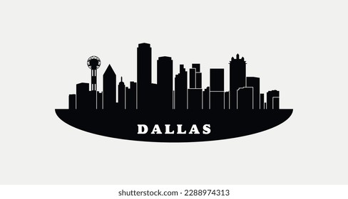 Silhouette of Dallas City skyline - Texas - United States vector graphic element Illustration template design
