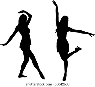 Silhouette dance girls