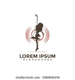 Silhouette Dance logo vector illustration or emblem template