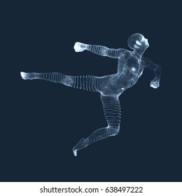 Silhouette of a Dancer. 3D Model of Man. Sport Symbol. Design Element. Vector Illustration.