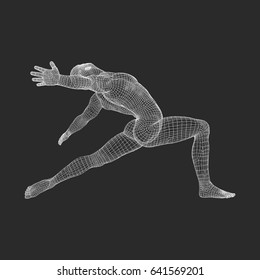 Silhouette of a Dancer. 3D Model of Man. Sport Symbol. Design Element. Vector Illustration.