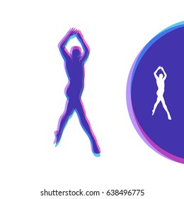 Silhouette of a Dancer. Gymnast. Man is Posing and Dancing. Sport Symbol. Ballerina standing on tiptoe. Vector Illustration.