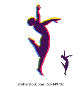 Silhouette of a Dancer. Gymnast. Man is Posing and Dancing. Sport Symbol. Design Element. Vector Illustration.