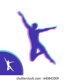 Silhouette of a Dancer. Gymnast. Man is Posing and Dancing. Sport Symbol. Design Element. Vector Illustration.