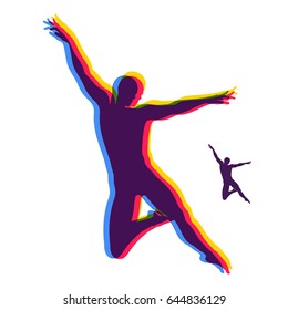 Silhouette of a Dancer. Gymnast. Man is Posing and Dancing. Sport Symbol. Design Element. Vector Illustration.