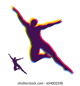 Silhouette of a Dancer. Gymnast. Man is Posing and Dancing. Sport Symbol. Design Element. Vector Illustration.