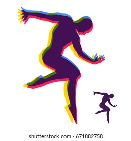 Silhouette of a Dancer. Gymnast. Man is Posing and Dancing. Sport Symbol. Design Element. Vector Illustration.