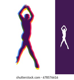 Silhouette of a Dancer. Gymnast. Man is Posing and Dancing. Sport Symbol. Ballerina standing on tiptoe. Design Element. Vector Illustration.