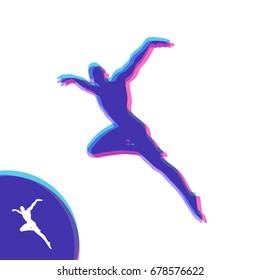 Silhouette of a Dancer. Gymnast. Man is Posing and Dancing. Sport Symbol. Ballerina standing on tiptoe. Design Element. Vector Illustration.