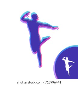 Silhouette of a Dancer. Gymnast. Man is Posing and Dancing. Sport Symbol. Design Element. Vector Illustration.