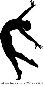 Silhouette dancer mid-leap with arched back