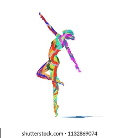 silhouette of dancer on white background