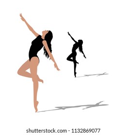 silhouette of dancer on white background