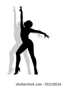 silhouette of dancer on white background