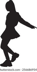 silhouette of a dancer performing a modern dance. an idol who is performing on stage is wearing an orange jacket