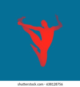 Silhouette of a Dancer. A Dancer Performs Acrobatic Elements. 3D Model of Man. Sport Symbol. Design Element. Vector Illustration.