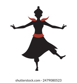 A silhouette of a dancer in traditional attire from various cultures