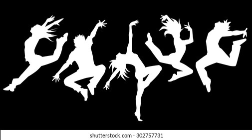 Silhouette of dancers (Black background)