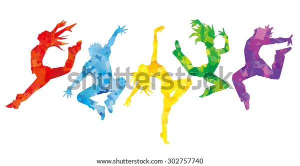 ダンサーのシルエット カラフル のベクター画像素材 ロイヤリティフリー
