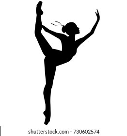 Silhouette of a dancing ballerina. Isolated background, white .sketch , vector, grace.
