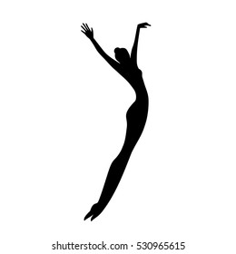 silhouette of a dancing ballerina in a jump