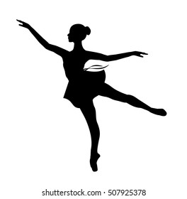 Silhouette of a dancing ballerina on a white background , sketch , vector. Ballet, dance.