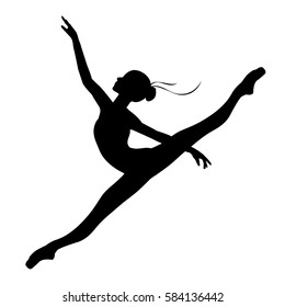 Silhouette of a dancing ballerina on a white background, vector. Ballet, dance,twine.