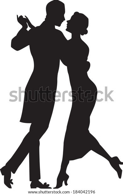 Silhouette Dancing Couple Stock Vector (Royalty Free) 184042196