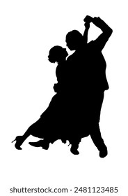 silhouette of a dancing couple, ballroom dancing	