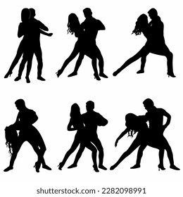 Silhouette of dancing couple ballroom dancing, logo, icon