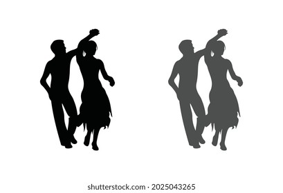 Silhouette of dancing couple. EPS 10