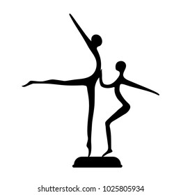 Silhouette of a dancing couple. Flat design, vector.